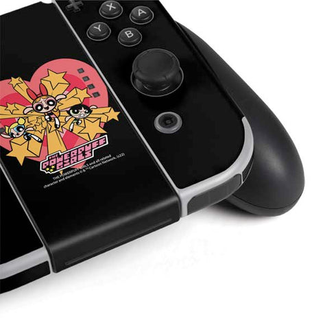 Cartoon Network Powerpuff Girls Gold Stars Nintendo Switch OLED (2021) Skin